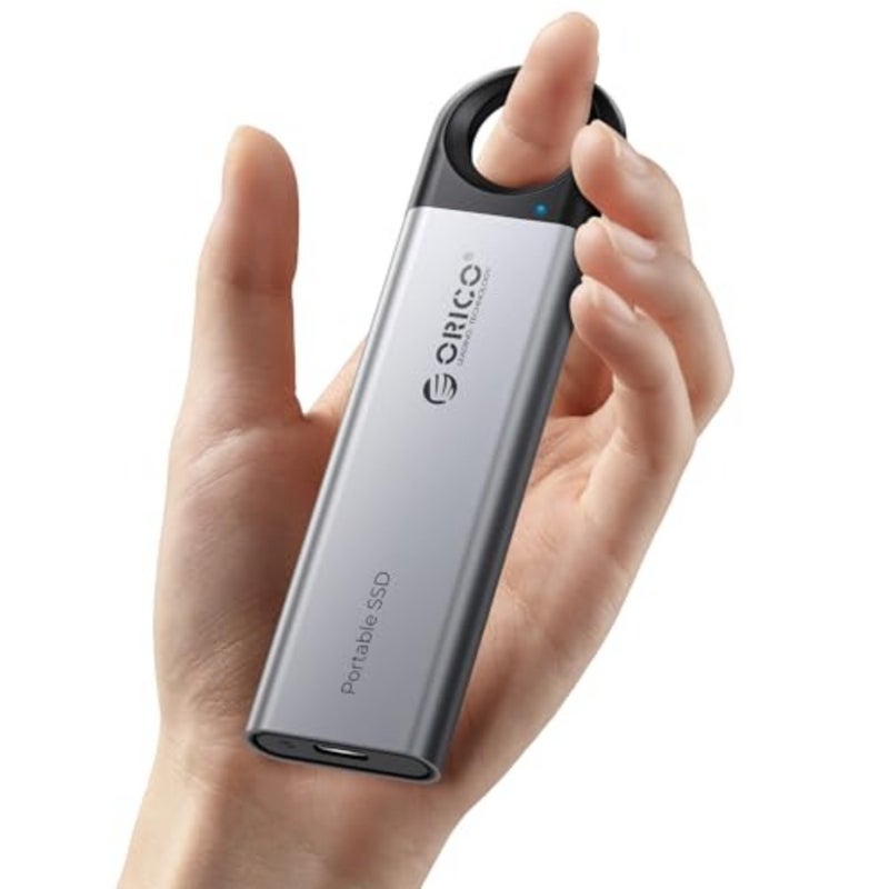Portable SSD 512GB for Smartphone Tablet Laptop: Aluminum Body Black with Hanging Hole Design 2-in-1 USB-C/A Cable, Up to 1050MB/s - Image 1
