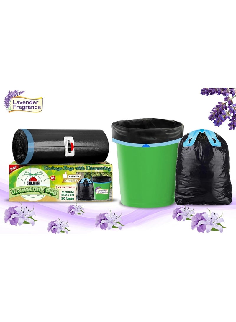 شاليمار بريميوم OXO – أكياس قمامة قابلة للتحلل البيولوجي بسحب الحبل، 120 قطعة – سعة 5 جالون، برائحة اللافندر – مقاومة للتسرب – مناسبة لسلال القمامة بسعة 4 إلى 5 جالون – اللون أسود – الأبعاد: 109 × 127 سم. - Image 4