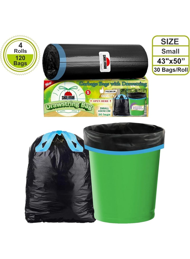 شاليمار بريميوم OXO – أكياس قمامة قابلة للتحلل البيولوجي بسحب الحبل، 120 قطعة – سعة 5 جالون، برائحة اللافندر – مقاومة للتسرب – مناسبة لسلال القمامة بسعة 4 إلى 5 جالون – اللون أسود – الأبعاد: 109 × 127 سم. - Image 3