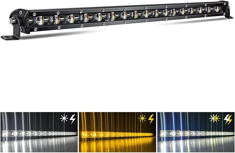 CO LIGHT DVISUV 20inch Slim LED Light Bar - Dual Color Strobe Light with 6D Reflectors for Off-Road Vehicles - Image 1