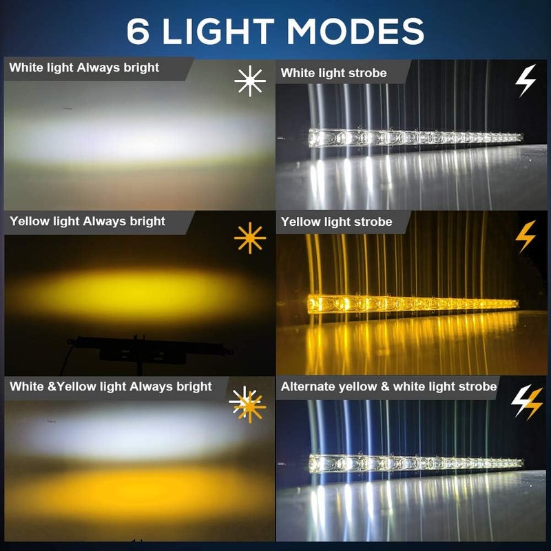 CO LIGHT DVISUV 20inch Slim LED Light Bar - Dual Color Strobe Light with 6D Reflectors for Off-Road Vehicles - Image 2