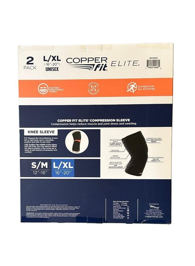 كوبر فت دعامة الركبة Copper Fit Elite Compression Sleeve من قطعتين، أسود (كبير/كبير جدًا، 16-20 بوصة)، عدد 2.0 - Image 2