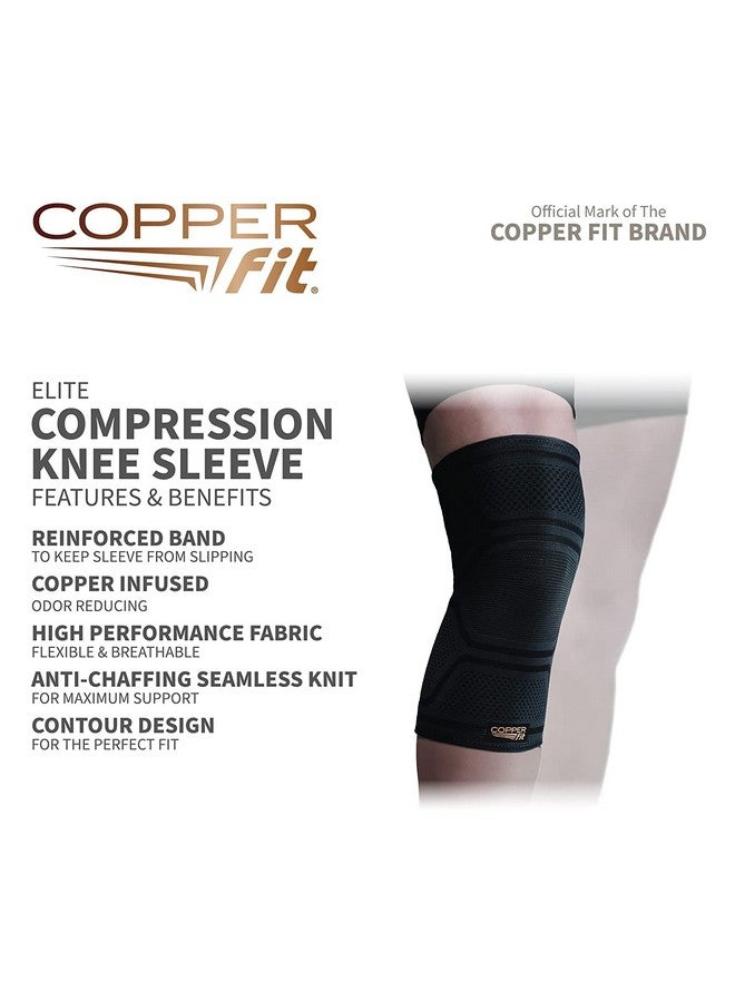 كوبر فت دعامة الركبة Copper Fit Elite Compression Sleeve من قطعتين، أسود (كبير/كبير جدًا، 16-20 بوصة)، عدد 2.0 - Image 3
