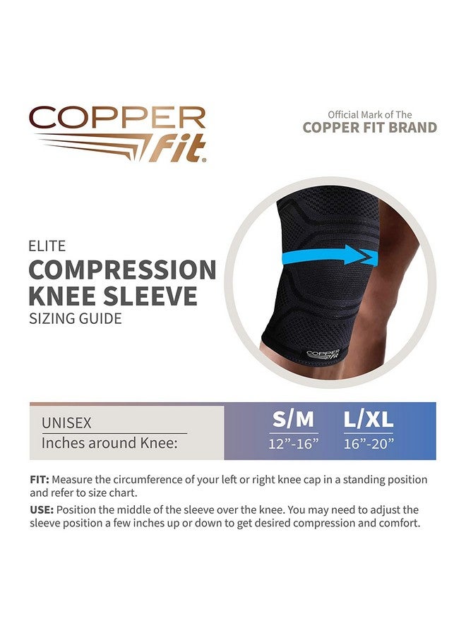 كوبر فت دعامة الركبة Copper Fit Elite Compression Sleeve من قطعتين، أسود (كبير/كبير جدًا، 16-20 بوصة)، عدد 2.0 - Image 4