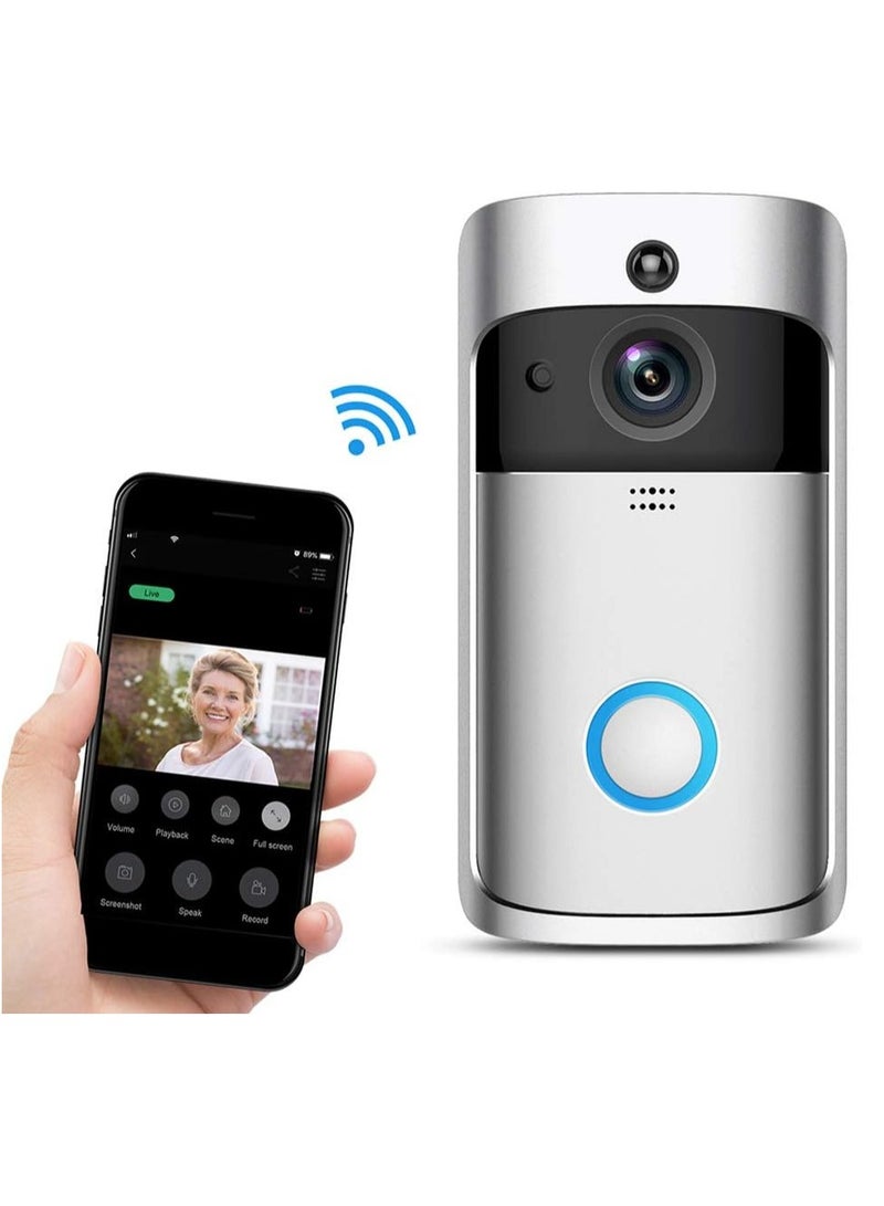 Wireless Smart Doorbell with 720p Camera, Wi-Fi, Video & Two-Way Audio, Night Vision, PIR Motion Sensor, Remote Control via App - Image 1