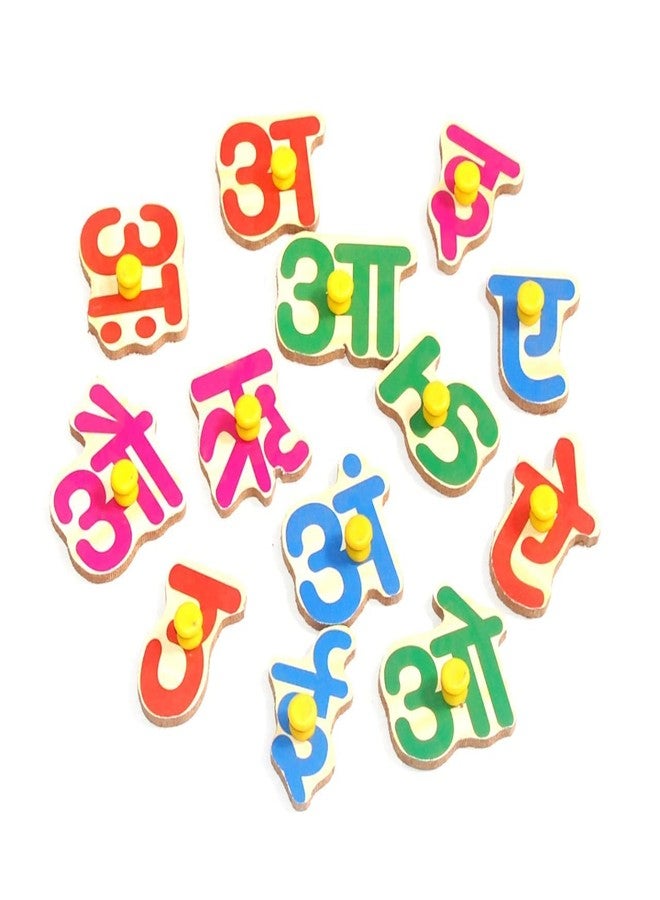 EL SMO Wooden Hindi swar Alphabets with Picture and Knobs Colour Learning Educational Board for Kids Children Boys Girls - Image 3
