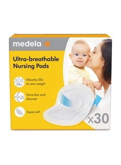 Medela 30 Piece Highly Absorbent Discreet Design Ultra-Breathable Nursing Pads  - Image 1