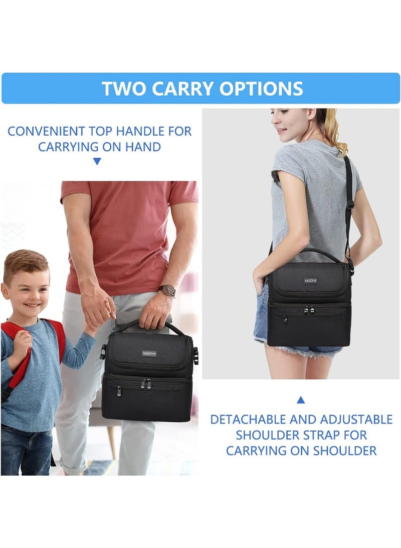 VASCHY Lunch Bag, Insulated Lunch Box Leak-proof Cooler Bag in Dual Compartment Lunch Tote for Men, Women, 14 Cans (Black) - Image 5