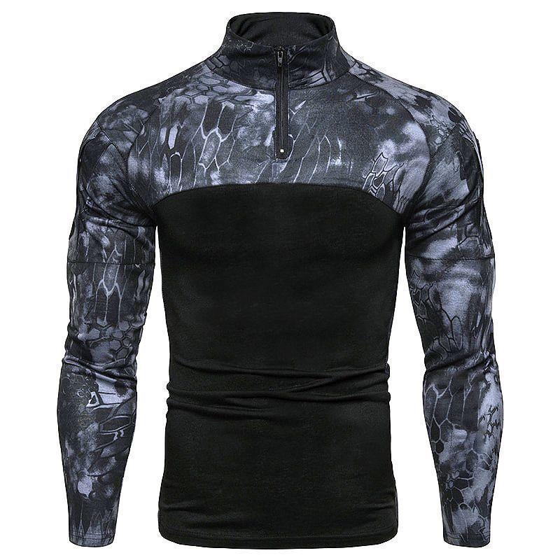 Men'S Heavy T-Shirt Men'S Summer Camouflage Color-Matching Long-Sleeve American-Style T-Shirt Military Style European-Style Trendy Men'S T-Shirt - Image 3