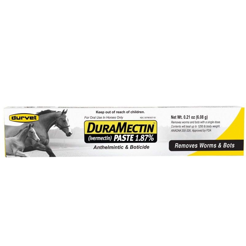Durvet DuraMectin Ivermectin Paste 1.87% Horse Wormer 1 Tube (for Horses only) - Image 1