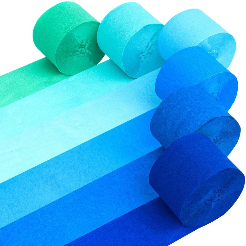 Captain Dcor 6 Blue Streamers 492ft Pack of Blue Crepe Paper Roll Streamer Party Decorations Bachelorette Party Decorations 18 inch x 82 ftRoll