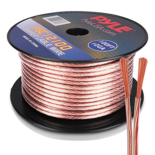 Pyle 100ft 12 Gauge Speaker Wire - 1 Pair Copper Cable in Spool for Connecting Audio Stereo to Amplifier, Surround Sound System, TV Home Theater and Car Stereo - Pyle PSC12100 - Image 1