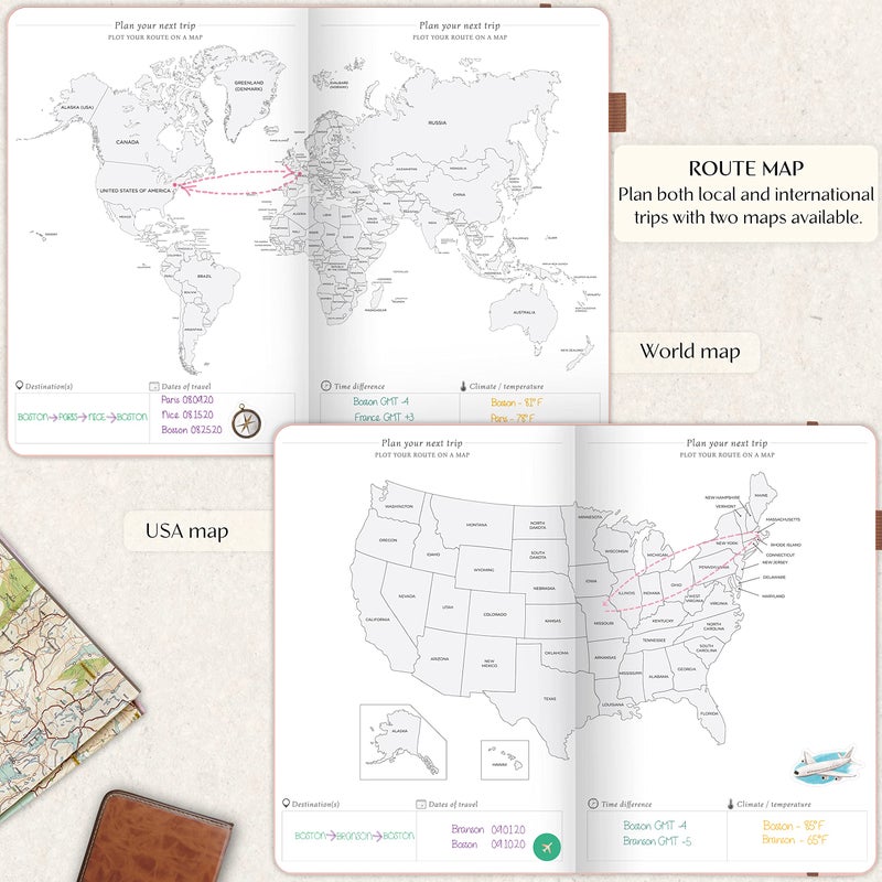 Legend Planner Legend Travel Planner â€“ Vacation Itinerary Organizer for Solo Travel & Couples â€“ Travelling Journal for Women & Men â€“ Traveling Log with Expense Tracker & Packing List â€“ Hardcover (Rose Gold) - Image 3