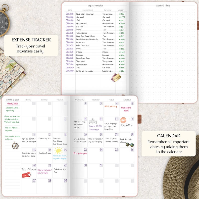 Legend Planner Legend Travel Planner â€“ Vacation Itinerary Organizer for Solo Travel & Couples â€“ Travelling Journal for Women & Men â€“ Traveling Log with Expense Tracker & Packing List â€“ Hardcover (Rose Gold) - Image 5