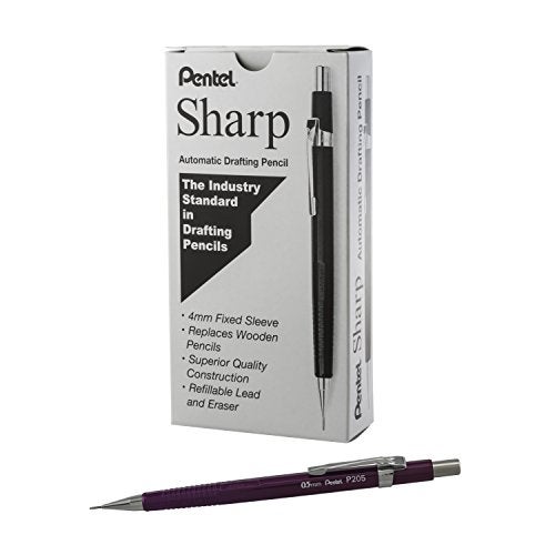 Pentel Sharp Mechanical Pencil, (0.5mm), Metallic Purple Barrel, Box of 12 (P205MV) - Image 1
