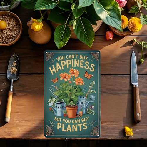 Funnysign Garden Gifts You Can't Buy Happiness But You Can Buy Plants Vintage Tin Sign for Home Garden Patio Yard Decor 8 X 12 Inch(3982) - Image 5