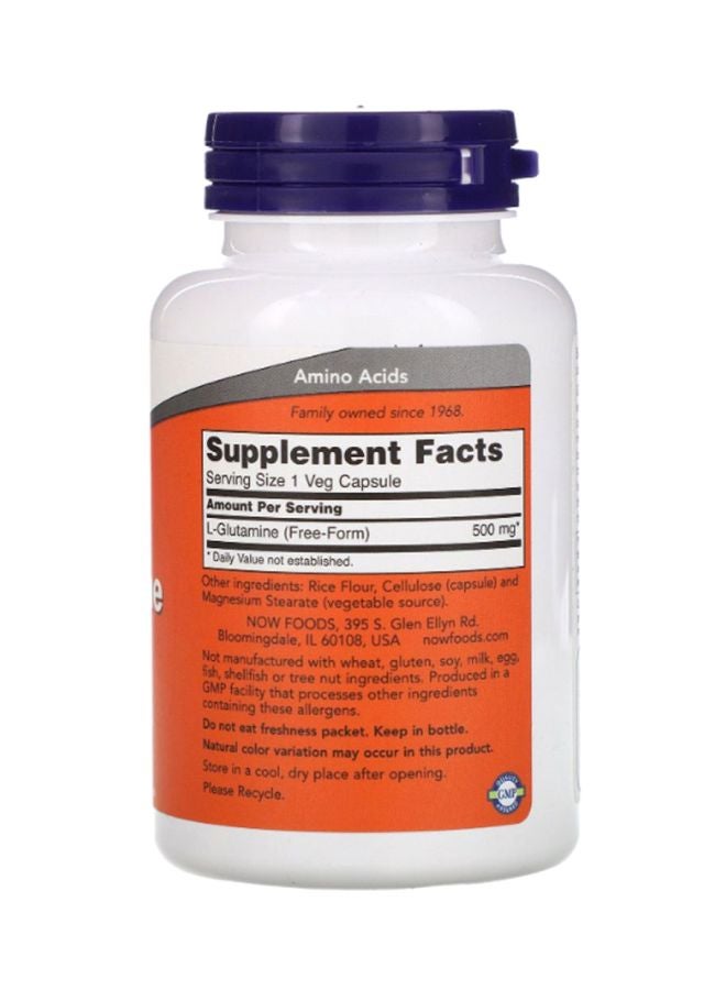 Now Foods L-Glutamine Dietary Supplement 120 Veg Capsules - Image 2
