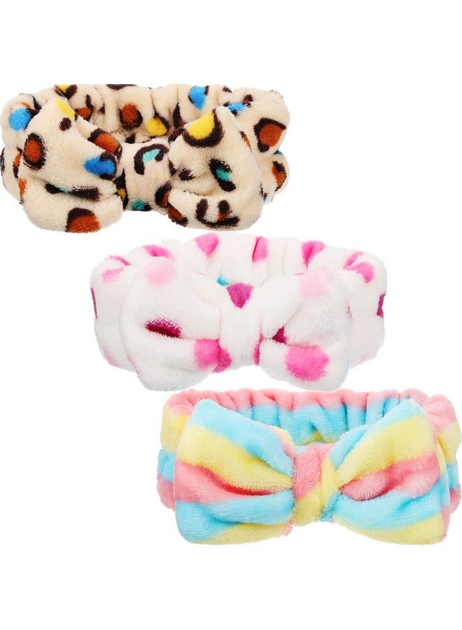 Hicarer 3 Pcs Towel Headbands For Women Headband For Washing Face Facial Hair Band Skincare Microfiber Bowtie Headband Makeup Terry Cloth Headbands Spa Shower Hair Band For Women Girls (Classic Patterns) - Image 1