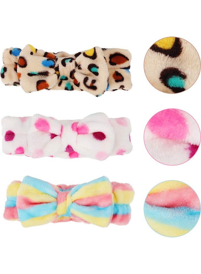 Hicarer 3 Pcs Towel Headbands For Women Headband For Washing Face Facial Hair Band Skincare Microfiber Bowtie Headband Makeup Terry Cloth Headbands Spa Shower Hair Band For Women Girls (Classic Patterns) - Image 3