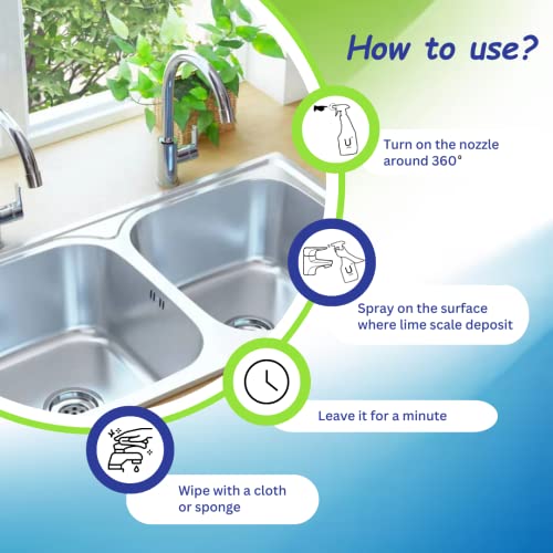 Urba Lime Scale Remover 500 ml – Pack of 2 | Bathroom Descaler | Removes Stains & Deposits from Shower Heads, Taps, Baths & Glass Screens | Powerful Hard Water Stain Cleaner - Image 3