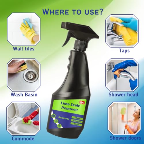 Urba Lime Scale Remover 500 ml – Pack of 2 | Bathroom Descaler | Removes Stains & Deposits from Shower Heads, Taps, Baths & Glass Screens | Powerful Hard Water Stain Cleaner - Image 5
