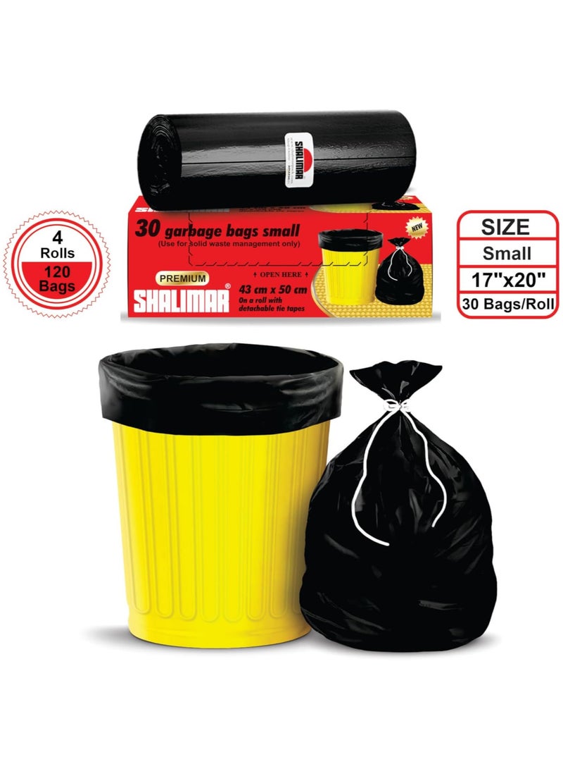 shalimar Shalimar Small Garbage Bag – 120 Bags (4 Rolls) – 43 x 48 cm – Fits 5 to 8 Gallon Bins – Leak-Proof Plastic Dustbin/Trash Bags – Black  - Image 4
