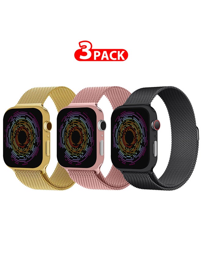 CATANES 3 Pack Stainless Steel Milanese Loop Compatible with Apple Watch Band 38mm 40mm 41mm men and women Mesh Loop Magnetic Clasp Replacement for iWatch Bands Series 7 SE 6 5 4 3 2 1  - Image 1