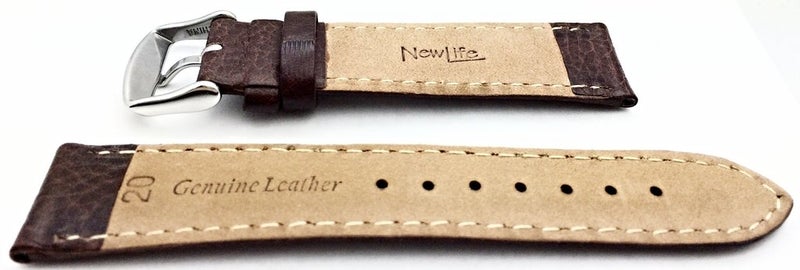 NEWLIFE 20mm Brown Genuine Leather Watchband | Stylish, Center Padded Replacement Watchstrap that brings New Life to Any Watch (Mens Standard Length) - Image 2