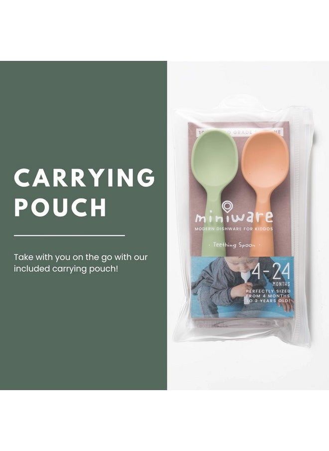 Miniware Miniware Silicone Baby Spoon for Training - BPA Free Baby Utensils - Baby Spoons Self Feeding 6 Months | 100% Food Grade Silicone - Modern & Dishwasher Safe | Dishwasher Safe (Pistachio & Toffee)  - Image 3