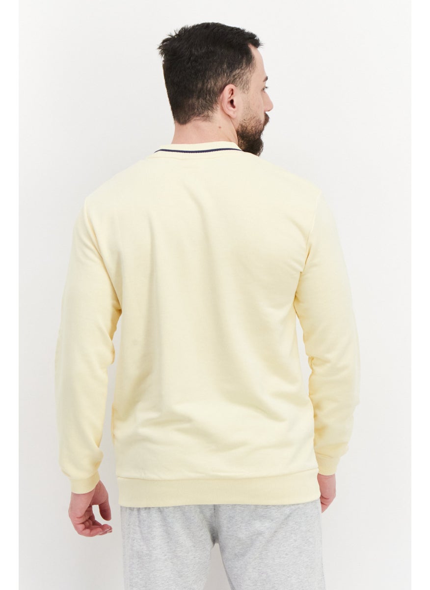 FILA Men Sportswear Fit Round Neck Long Sleeve Outdoor Sweatshirt, Yellow  - Image 3