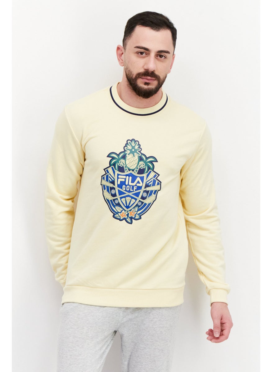FILA Men Sportswear Fit Round Neck Long Sleeve Outdoor Sweatshirt, Yellow  - Image 1