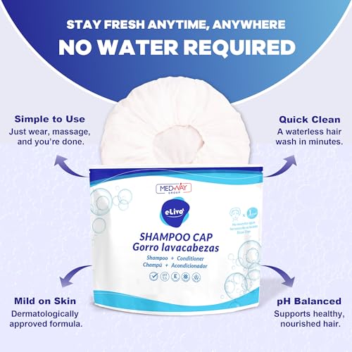 MedVance No Rinse Shampoo Cap | Rinse Free Shower Cap that Shampoos & Conditions | PH Balanced & Hypoallergenic Waterless Hair Wash | 3 Pack - Image 2