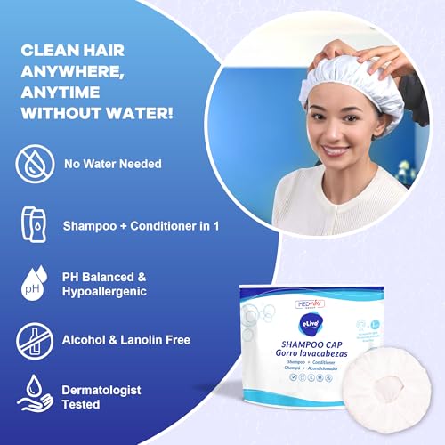 MedVance No Rinse Shampoo Cap | Rinse Free Shower Cap that Shampoos & Conditions | PH Balanced & Hypoallergenic Waterless Hair Wash | 3 Pack - Image 3