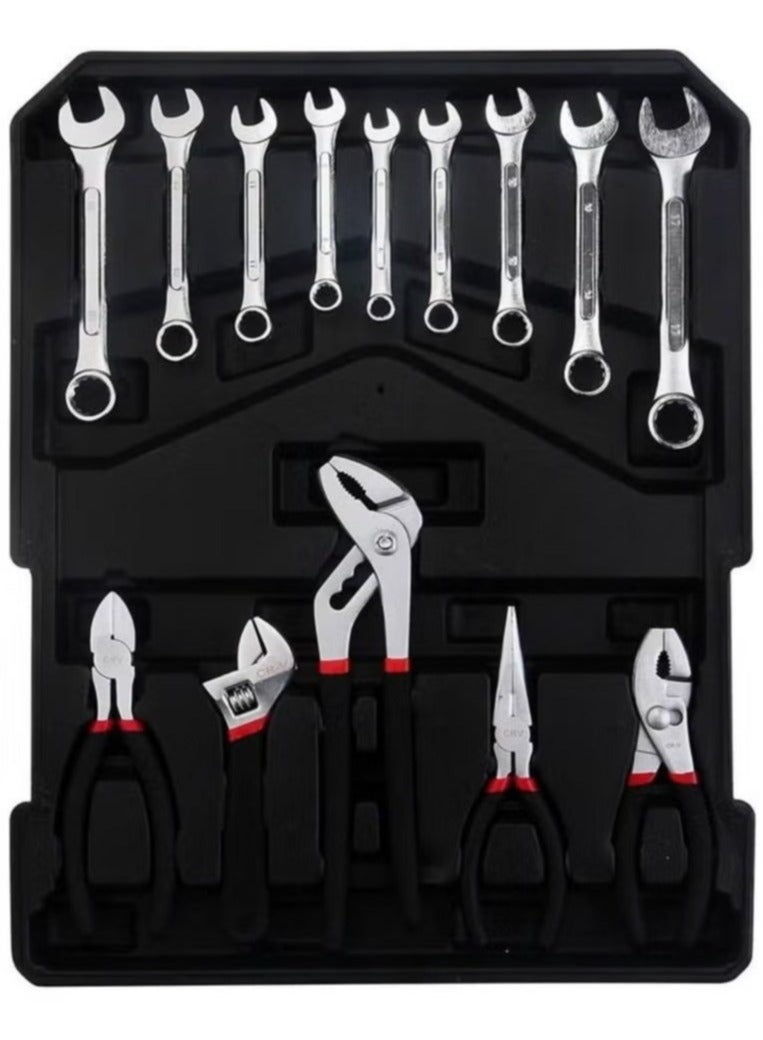 دينكس مجموعة أدوات احترافية مكونة من 187 قطعة، مجموعة أدوات يدوية منزلية، مجموعة أدوات إصلاح السيارات مع حقيبة عربة من الألومنيوم، لون فضي - Image 5