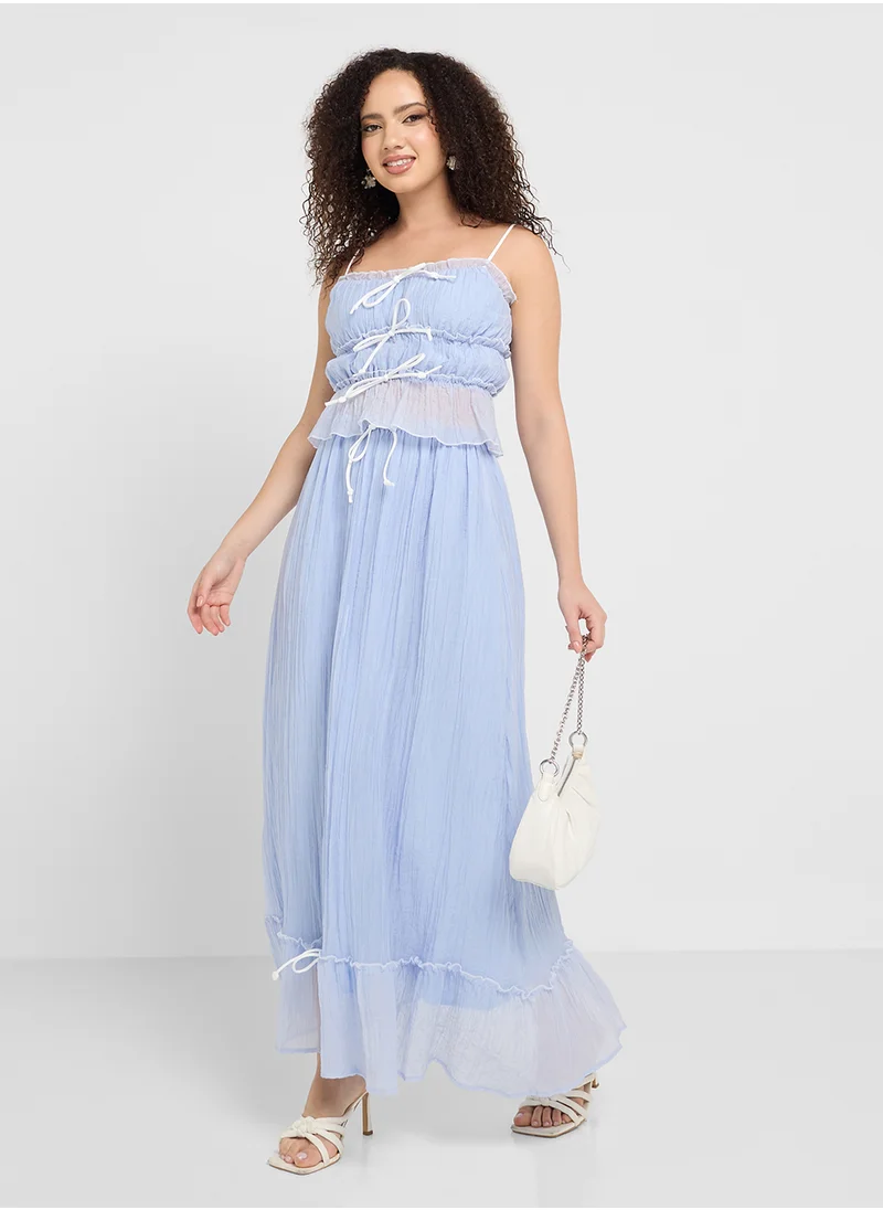 جينجر Tie Up Detail Strappy Top & Maxi Skirt Set