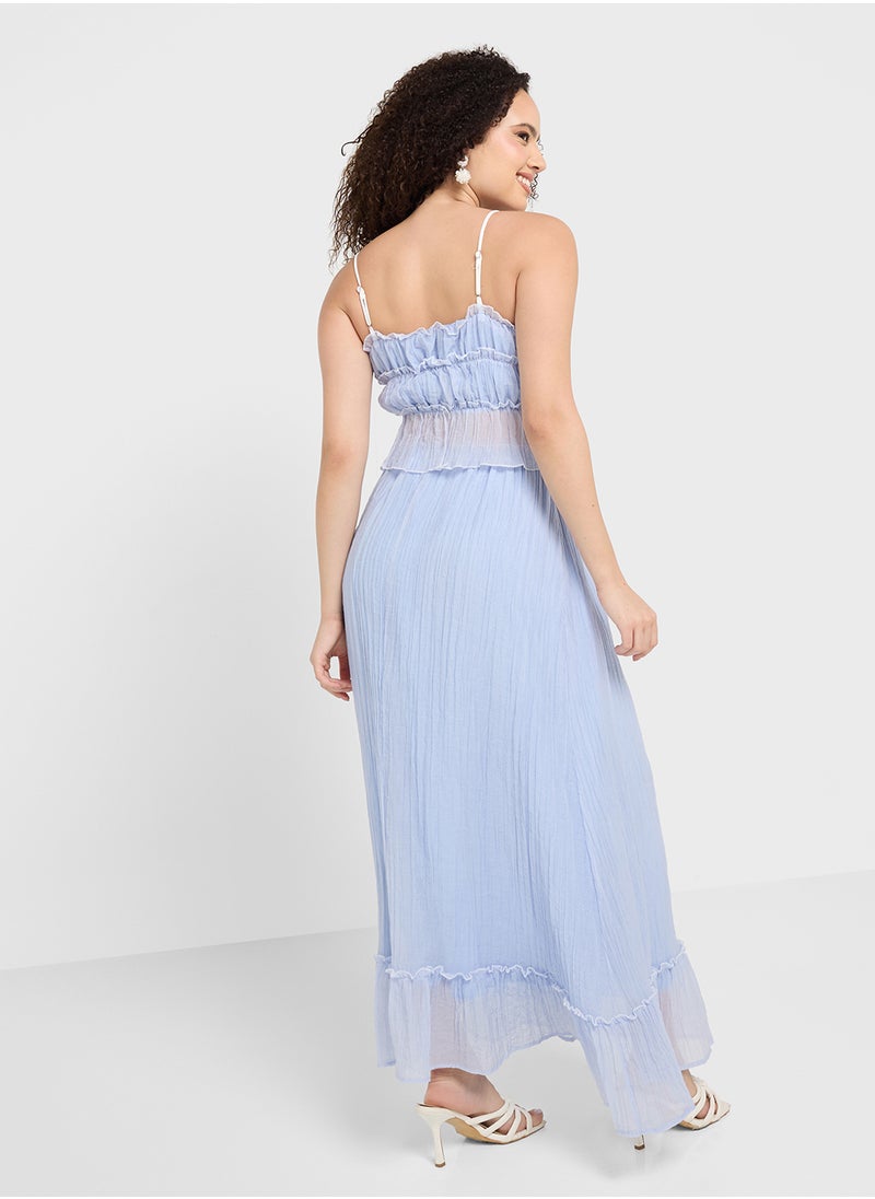 Ginger - Tie Up Detail Strappy Top & Maxi Skirt Set - Image 1
