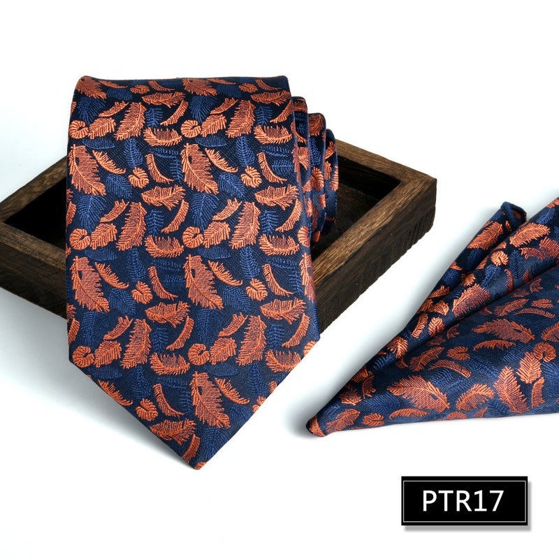 Tie Square Scarf 2-Piece Set Men'S Formal Wear Professional Business Jacquard 8Cm New - Image 1