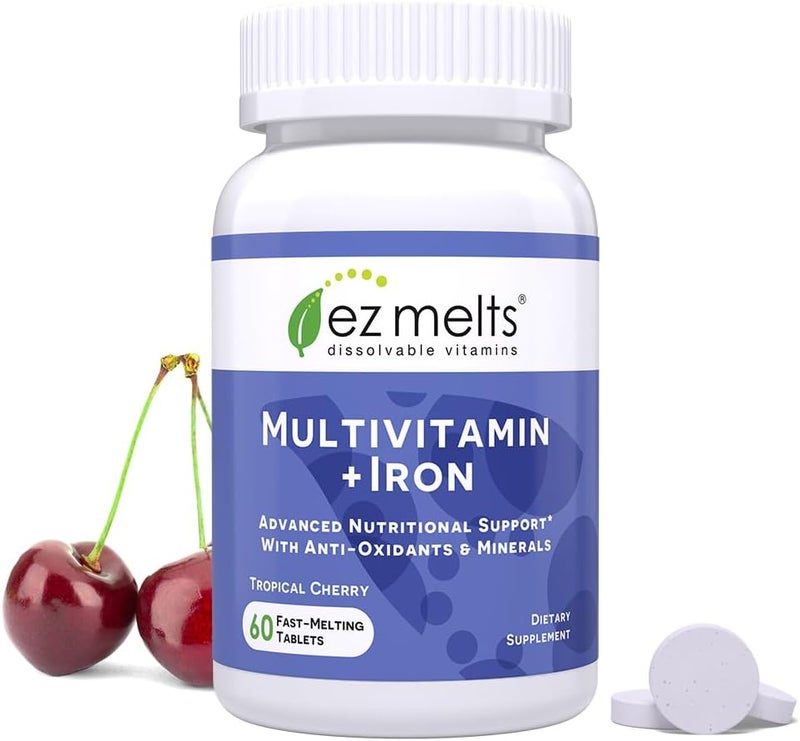 EZ Melts Dissolvable Multivitamin with Iron for Women and Men SugarFree 1Month Supply - Image 1