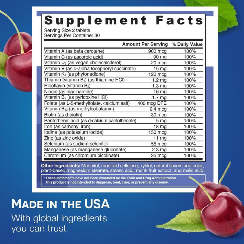 EZ Melts Dissolvable Multivitamin with Iron for Women and Men SugarFree 1Month Supply - Image 5