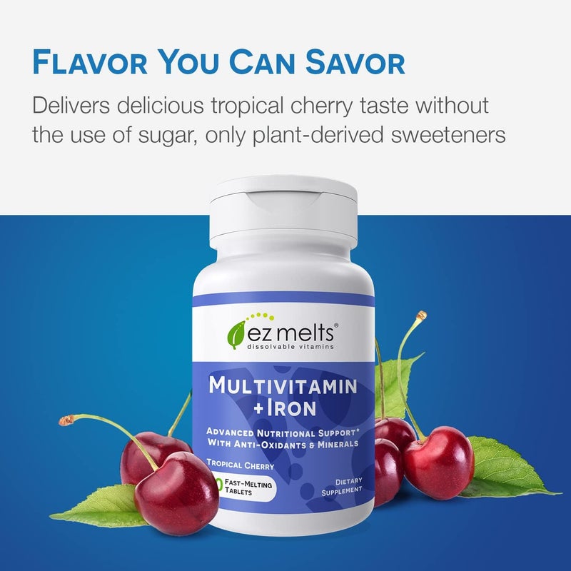 EZ Melts Dissolvable Multivitamin with Iron for Women and Men SugarFree 1Month Supply - Image 4