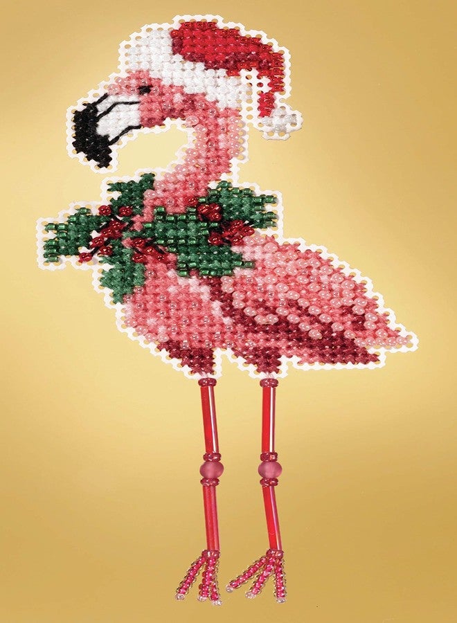 Mill Hill Holiday Flamingo Cross Stitch Ornament Kit 2019 Winter Holiday MH181935, Multi - Image 2