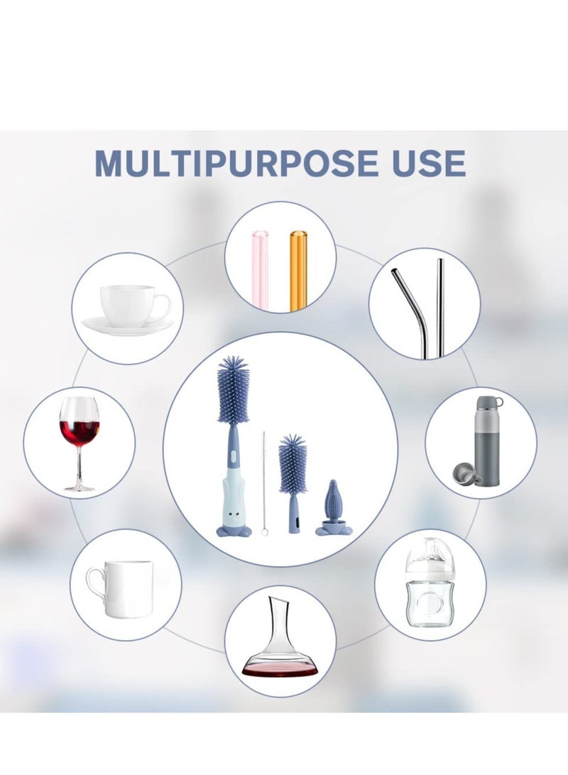 Excefore Baby Bottle Brush, 3 in 1 Bottle Cleaning Brush, Baby Feeding Nipple Mini Cleaning Cleaner, Silicone Bottle Brush  for Cleaning Water Bottles Baby Bottles Glass Cup Thermoses - Image 5