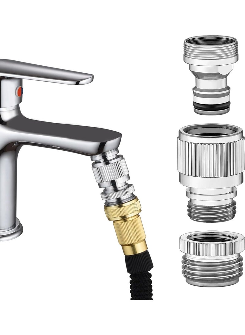 Quick-connect sink faucet, faucet adapter, suitable for connecting sink to shower hose/garden hose/portable washing machine, chrome-plated for pet bathing. - Image 1