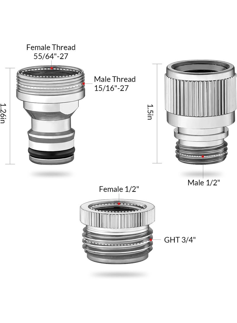 Quick-connect sink faucet, faucet adapter, suitable for connecting sink to shower hose/garden hose/portable washing machine, chrome-plated for pet bathing. - Image 4