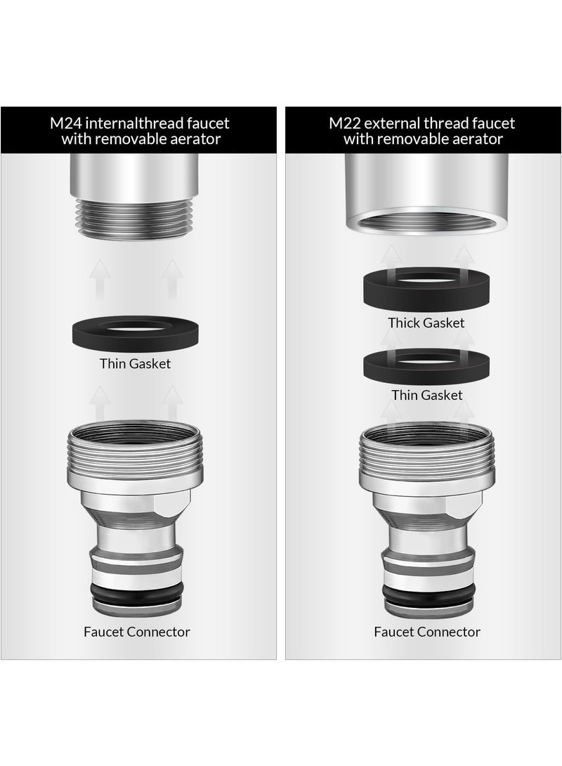 Quick-connect sink faucet, faucet adapter, suitable for connecting sink to shower hose/garden hose/portable washing machine, chrome-plated for pet bathing. - Image 3