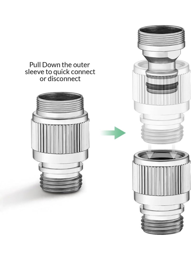 Quick-connect sink faucet, faucet adapter, suitable for connecting sink to shower hose/garden hose/portable washing machine, chrome-plated for pet bathing. - Image 5