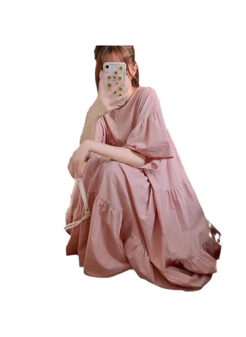 Generic - Summer Maternity Dress Fashion Plus Size Apricot - Image 1