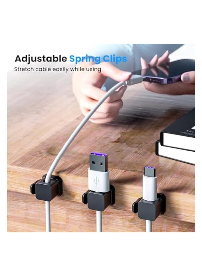 erorex 6Pcs Cord Organizer Adhesive, Cable Clips, Cable Management Clips, Wire Holder Organizer for Charging Cables, Cord Holder for Desk Home Wall Nightstand, Charger Cable Organizer Clips - Image 3