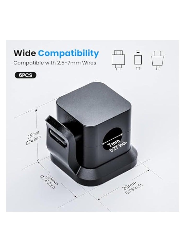 erorex 6Pcs Cord Organizer Adhesive, Cable Clips, Cable Management Clips, Wire Holder Organizer for Charging Cables, Cord Holder for Desk Home Wall Nightstand, Charger Cable Organizer Clips - Image 2