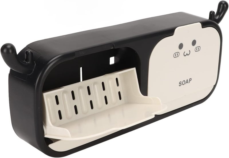 iDream Flip-Top Cartoon Antler Soap Holder, Soap Dish for Shower, Sturdy and Easy Assembly Without Drilling, Bar Soap Holder for Kitchens and Bathroom Wall (Black) - Image 2